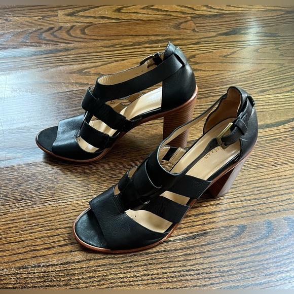 Cole Haan black leather sandals heels buckle women’s  size 9 - Picture 3 of 10